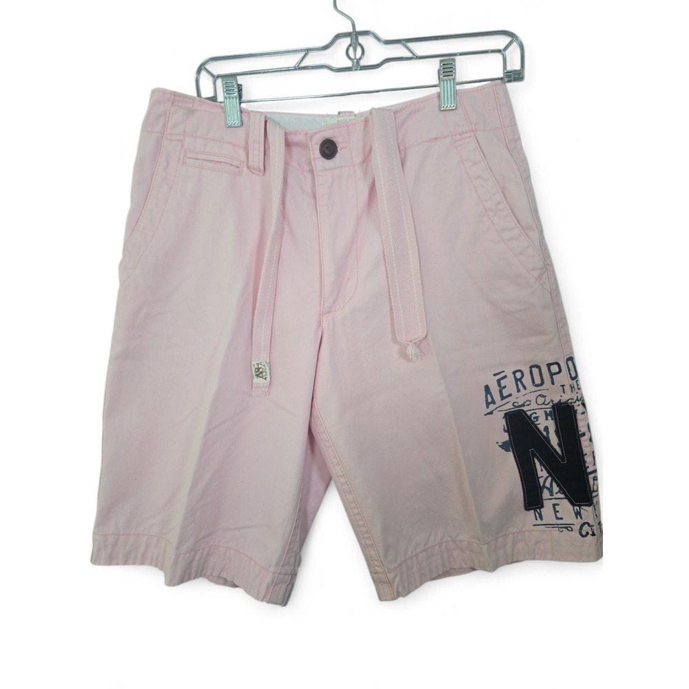 Aeropostale Flat Front Shorts‎ Pink Casual City Graphic Mens Size 30